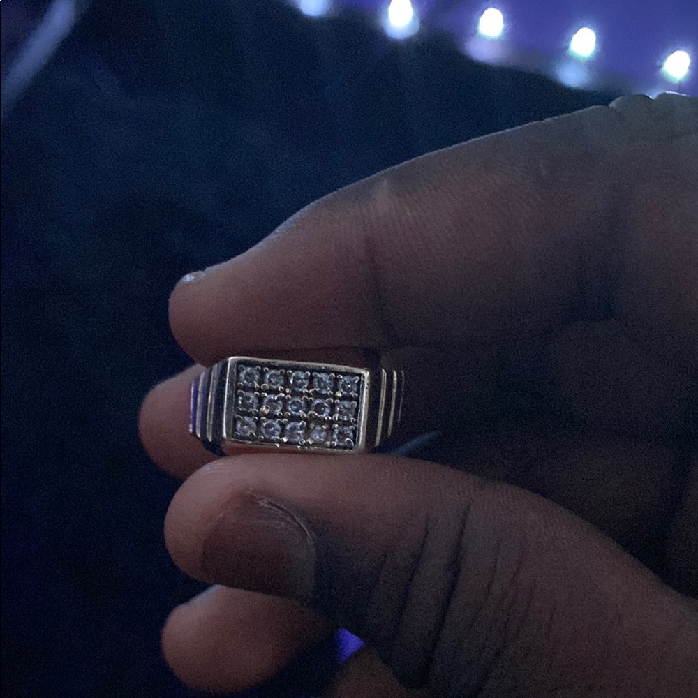 Dior Silver and White Geometric Jewelry Ring